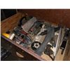 Image 2 : WORK BENCH WITH ASSORTED CONTENTS INCLUDING RATCHET STRAPS, SHACKLES, CASTERS, DRILL VICES AND MORE