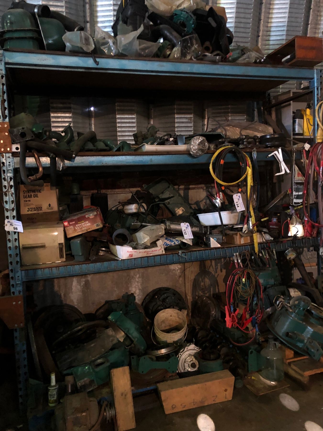 CONTENTS ON/UNDER RACKING INCLUDING MARINE HEAVY DUTY ENGINE PARTS AND MORE