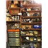 Image 1 : CONTENTS OF END BAYS OF SHELVING INCLUDING HARDWARE, MOTOR PARTS, PARTS, PARTS STORAGE AND MORE