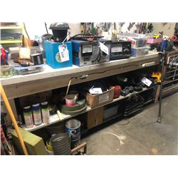 TOOL BENCH AND REMAINING CONTENTS INCLUDING HAND TOOLS AND MORE