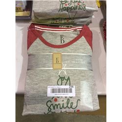 Ellen Degeneres Youth Knit Tee and Fleece Pajama Set Grey - Youth Medium Size 6-8