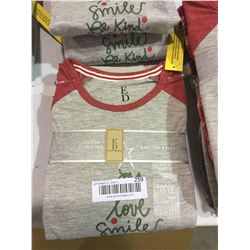 Ellen Degeneres Youth Knit Tee and Fleece Pajama Set Grey - Youth Large Size 10-12