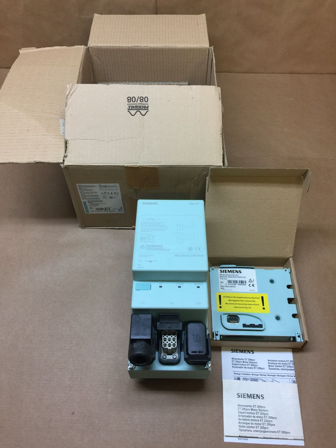 Siemens 3RK1304-5LS40-5AA0 Starter 3 Phase w/ 3RK1922-2BA00 Backplane ...