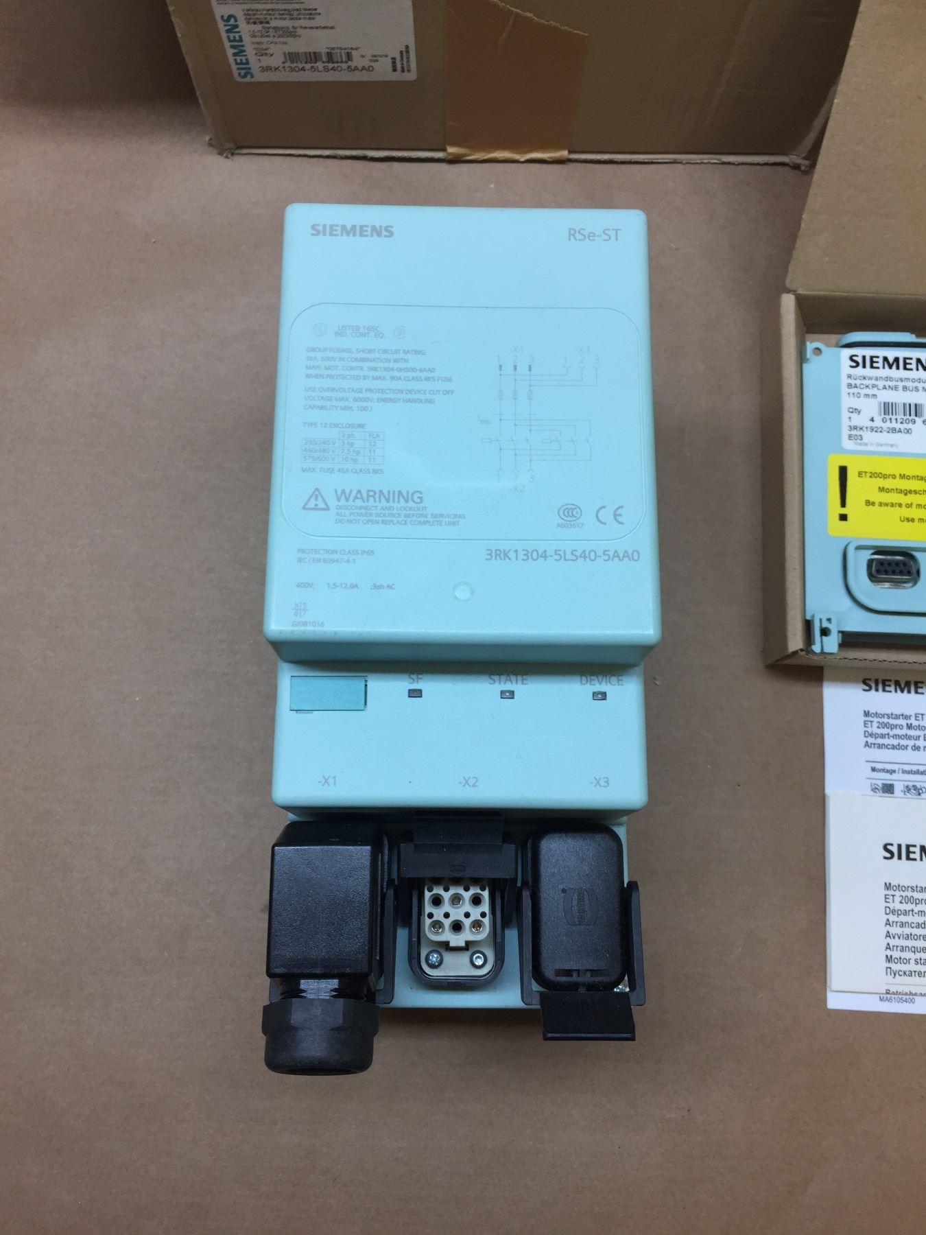Siemens 3RK1304-5LS40-5AA0 Starter 3 Phase w/ 3RK1922-2BA00 Backplane ...