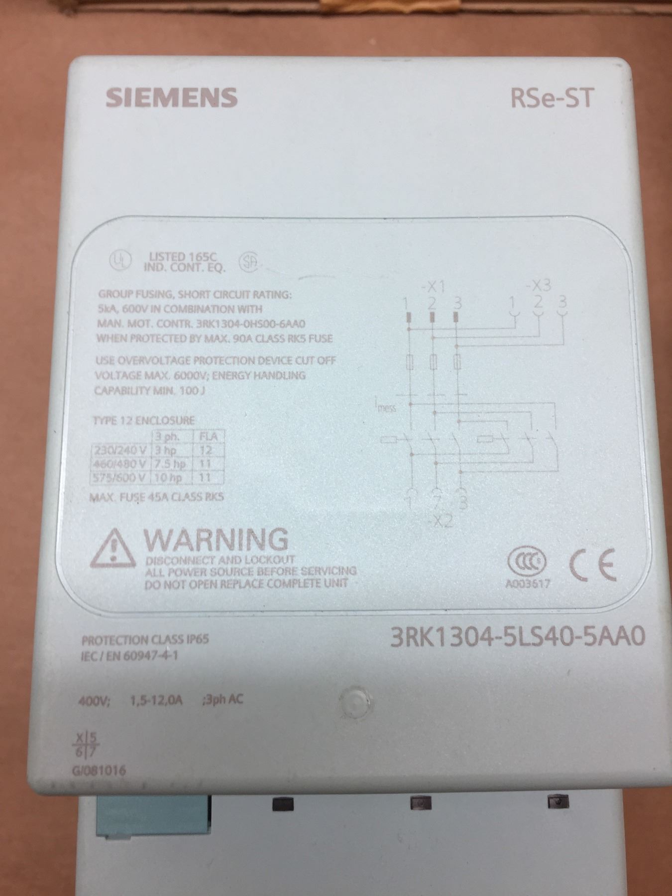 Siemens 3RK1304-5LS40-5AA0 Starter 3 Phase w/ 3RK1922-2BA00 Backplane ...