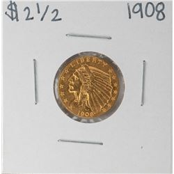 1908 $2 1/2 Indian Head Quarter Eagle Gold Coin
