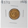 Image 1 : 1908 $2 1/2 Indian Head Quarter Eagle Gold Coin