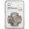 Image 1 : 1925 $1 Peace Silver Dollar Coin NGC MS63