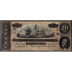 1864 $20 Confederate States of America Note