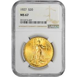 1927 $20 St. Gaudens Double Eagle Gold Coin NGC MS67