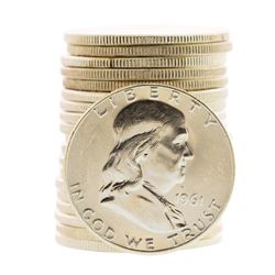 Roll of (20) Brilliant Uncirculated 1961 Franklin Half Dollar Coins