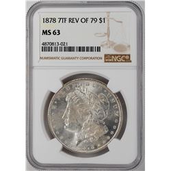 1878 7TF Rev of 79 $1 Morgan Silver Dollar Coin NGC MS63