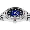Image 4 : Rolex Men's Stainless Steel Blue Vignette Datejust Wristwatch w/ Diamond & Ruby Bezel