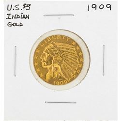 1909 $5 Indian Head Half Eagle Gold Coin