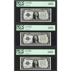 (3) Consecutive 1928B $1 Funnyback Silver Certificate Notes PCGS Very Choice New 64PPQ