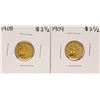 Image 1 : Lot of 1908-1909 $2 1/2 Indian Head Quarter Eagle Gold Coins