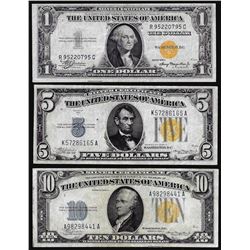 Set of 1934/1935A $1/$5/$10 North Africa WWII Emergency Issue Silver Certificate Notes