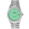 Image 2 : Rolex Mens Stainless Steel Green Diamond 36MM Datejust Wristwatch