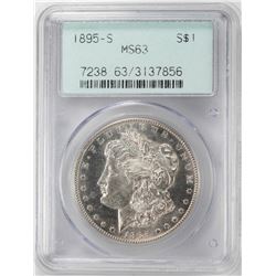 1895-S $1 Morgan Silver Dollar Coin PCGS MS63 Old Green Holder