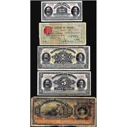 Lot of (5) State of Sonora Mexico Revolutionary Mixed Notes