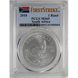 2018 South Africa Krugerrand Silver Coin PCGS MS69 First Issue