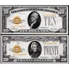 Image 1 : Lot of 1928 $10 & $20 Gold Certificate Notes