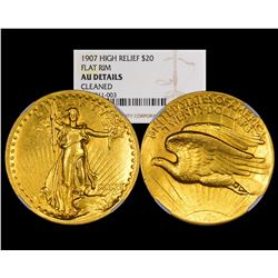 1907 $20 High Relief St. Gaudens Double Eagle Gold Coin NGC AU Details