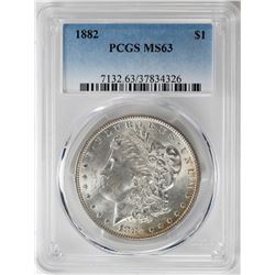 1882 $1 Morgan Silver Dollar Coin PCGS MS63 Amazing Reverse Toning