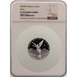 2018Mo Mexico 2 Onza Libertad Silver Proof Coin NGC PF70 Ultra Cameo