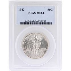 1942 Walking Liberty Half Dollar Coin PCGS MS64