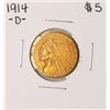 Image 1 : 1914-D $5 Indian Head Half Eagle Gold Coin