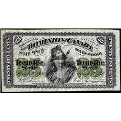 1870 Twenty-Five Cents Dominion of Canada Note