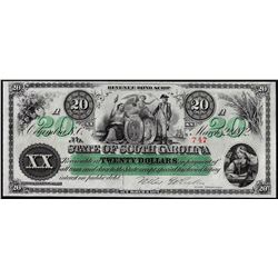 1872 $20 State of South Carolina Revenue Bond Obsolete Note Low Serial Number