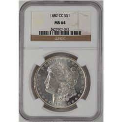 1882-CC $1 Morgan Silver Dollar Coin NGC MS64