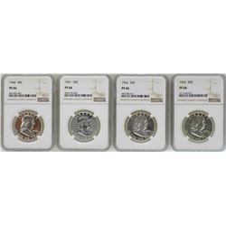 Lot of 1960-1963 Proof Franklin Half Dollar Coins NGC PF66