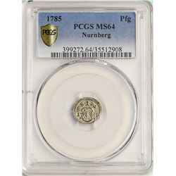 1785 Germany Nurnberg Pfennig Coin PCGS MS64