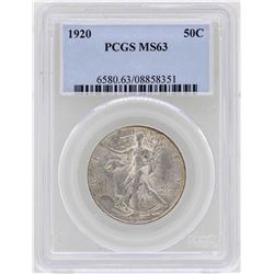 1920 Walking Liberty Half Dollar Coin PCGS MS63