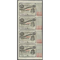 Uncut Sheet of (4) State of Louisiana Baby Bond Obsolete Notes