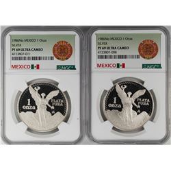 Lot of (2) 1986Mo Mexico Proof 1 Onza Libertad Silver Coins NGC PF69 Ultra Cameo