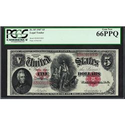1907 $5 Woodchopper Legal Tender Note Fr.85 PCGS Gem New 66PPQ