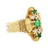 Image 1 : 14KT Yellow Gold 0.70 ctw Emerald and Diamond Ring