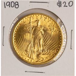 1908 $20 St. Gaudens Double Eagle Gold Coin