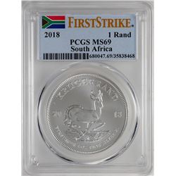 2018 South Africa Krugerrand Silver Coin PCGS MS69 First Issue