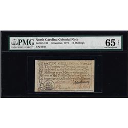 December, 1771 North Carolina 10 Shillings Colonial Currency Note PMG Gem Unc. 65EPQ