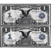 Image 1 : Lot of (2) Consecutive 1899 $1 Black Eagle Silver Certificate Notes