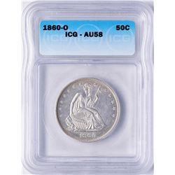 1860-O Seated Liberty Half Dollar Coin ICG AU58