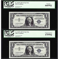 (2) Consecutive 1957 $1 Silver Certificate STAR Notes PCGS Gem Uncirculated 66/67PPQ