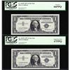 Image 1 : (2) Consecutive 1957 $1 Silver Certificate STAR Notes PCGS Gem Uncirculated 66/67PPQ