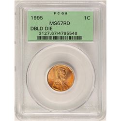 1995 Lincoln Wheat Cent Coin PCGS MS67RD Doubled Die