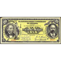 1915 Mexico Veinte Pesos Note
